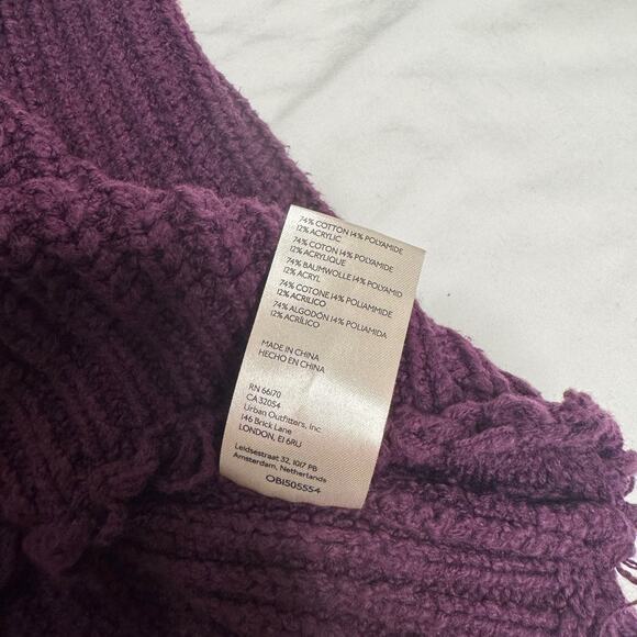 Free People Hunny Bunny Crop Sweater Women’s Large Purple Boho Dark Feminine - Picture 9 of 15